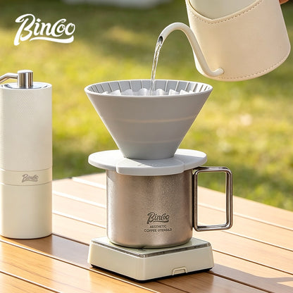 BINCOO Collapsible Silicone Dripper with Stainless Steel Gooseneck Kettle Set Pour‑Over Coffee Kit for Outdoor Camping Gear
