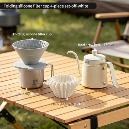 BINCOO Collapsible Silicone Dripper Pour‑Over Coffee Pot Set with Portable Manual Coffee Grinder, Outdoor Camping Gear