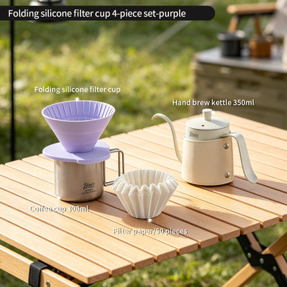 BINCOO Collapsible Silicone Dripper Pour‑Over Coffee Pot Set with Portable Manual Coffee Grinder, Outdoor Camping Gear