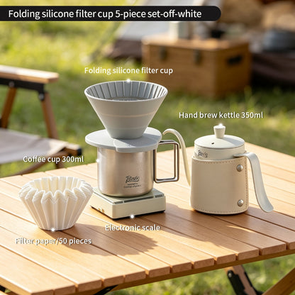 BINCOO Collapsible Silicone Dripper Pour‑Over Coffee Pot Set with Portable Manual Coffee Grinder, Outdoor Camping Gear