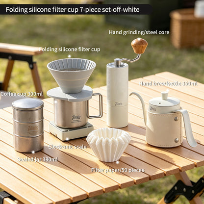 BINCOO Collapsible Silicone Dripper Pour‑Over Coffee Pot Set with Portable Manual Coffee Grinder, Outdoor Camping Gear