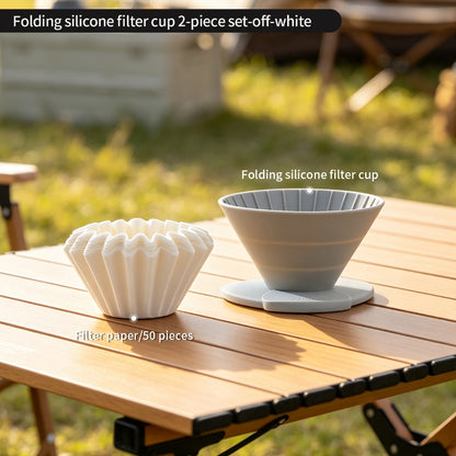 BINCOO Collapsible Silicone Dripper with Stainless Steel Gooseneck Kettle Set Pour‑Over Coffee Kit for Outdoor Camping Gear