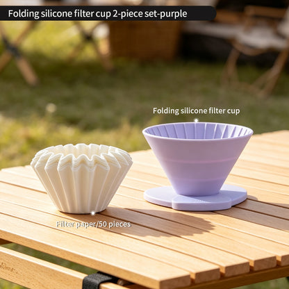 BINCOO Collapsible Silicone Dripper with Stainless Steel Gooseneck Kettle Set Pour‑Over Coffee Kit for Outdoor Camping Gear