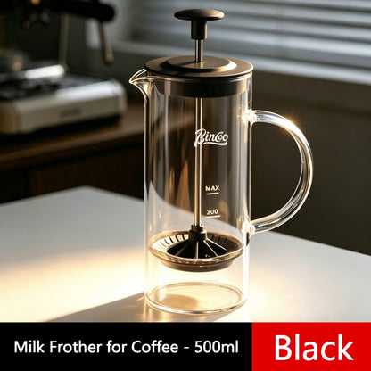 BINCOO French Press Coffee Maker Set Home Coffee Brewing & Filter with Milk Frother for Cold Brew Coffee 550ML