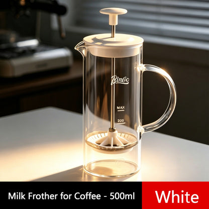 BINCOO French Press Coffee Maker Set Home Coffee Brewing & Filter with Milk Frother for Cold Brew Coffee 550ML