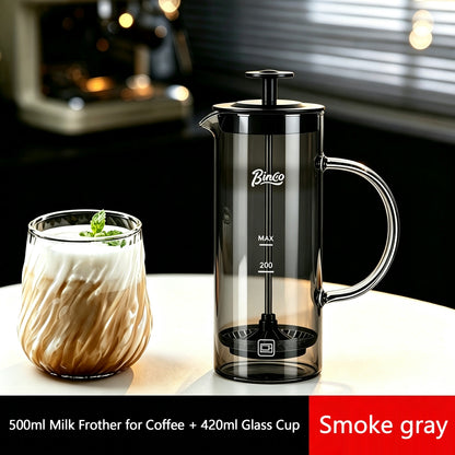 BINCOO French Press Coffee Maker Set Home Coffee Brewing & Filter with Milk Frother for Cold Brew Coffee 550ML