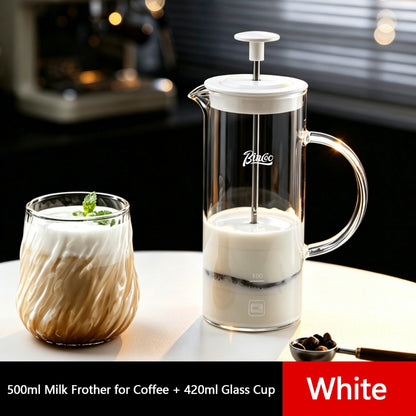 BINCOO French Press Coffee Maker Set Home Coffee Brewing & Filter with Milk Frother for Cold Brew Coffee 550ML