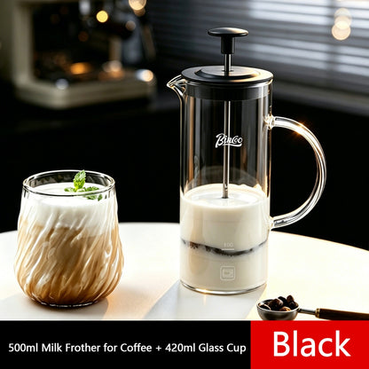 BINCOO French Press Coffee Maker Set Home Coffee Brewing & Filter with Milk Frother for Cold Brew Coffee 550ML