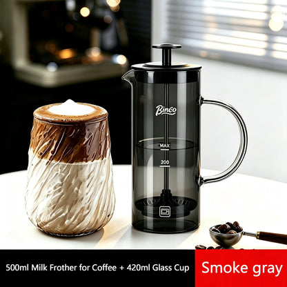 BINCOO French Press Coffee Maker Set Home Coffee Brewing & Filter with Milk Frother for Cold Brew Coffee 550ML