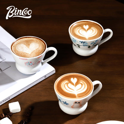BINCOO Hand‑painted Mini Ceramic Coffee Cup Espresso Latte Art Cup Coffee Mug130ML/230ML