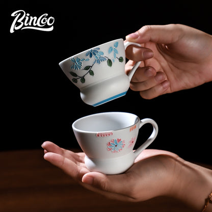 BINCOO Hand‑painted Mini Ceramic Coffee Cup Espresso Latte Art Cup Coffee Mug130ML/230ML