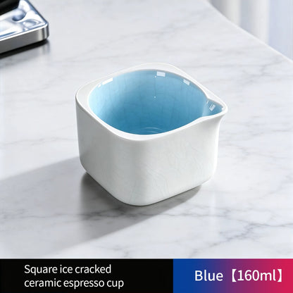 BINCOO Crackle Glaze Ceramic Espresso Cup Extraction Shot Glass Italian Ounce Measuring Cup Small Milk Jug 160ML