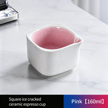 BINCOO Crackle Glaze Ceramic Espresso Cup Extraction Shot Glass Italian Ounce Measuring Cup Small Milk Jug 160ML