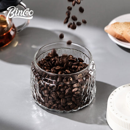 BINCOO Press‑to‑Vacuum Sealed Coffee Storage Jar Glass Airtight Container for Home Use Moisture‑proof with Date Tracker 400ML