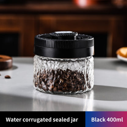 BINCOO Press‑to‑Vacuum Sealed Coffee Storage Jar Glass Airtight Container for Home Use Moisture‑proof with Date Tracker 400ML