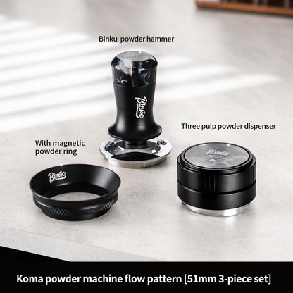 BINCOO 3‑Blade Distribution Tool, Spring‑Loaded Stainless Steel Tamper, Dosing Ring Set, Coffee Accessory Kit