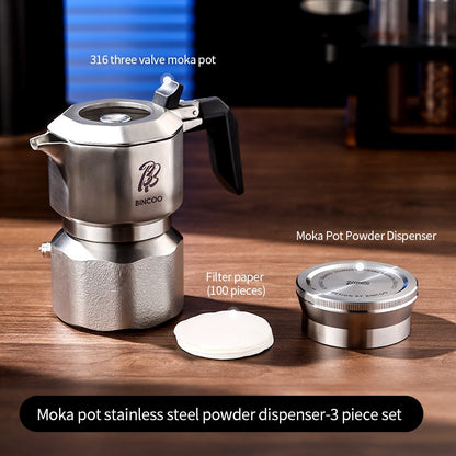 BINCOO Stainless Steel Distribution Tool for Moka Pot Coffee Powder Tamper, Moka Pot Accessories Compatible With Single & Double Valve 2Cups