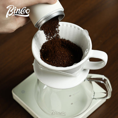 BINCOO Fan‑Shaped Ceramic Coffee Dripper 3‑Hole Drip Filter Pour‑Over Coffee Set