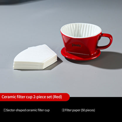 BINCOO Fan‑Shaped Ceramic Coffee Dripper 3‑Hole Drip Filter Pour‑Over Coffee Set