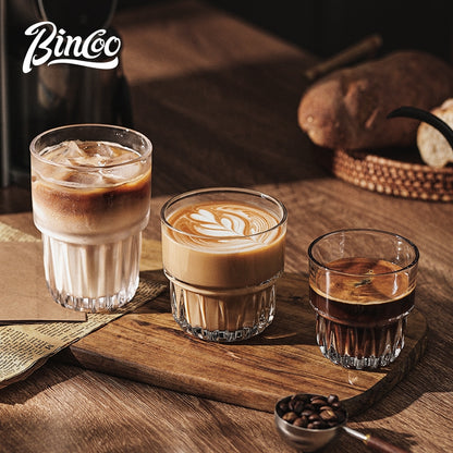BINCOO High‑borosilicate Glass Coffee Cup for Iced Americano & Latte Afternoon Tea Mug Ideal for Home & Office Use 180ML/270ML/340ML