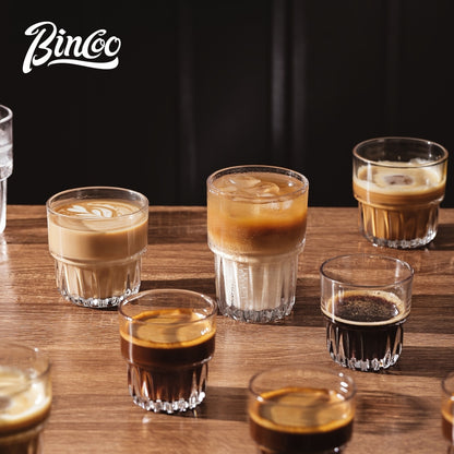 BINCOO High‑borosilicate Glass Coffee Cup for Iced Americano & Latte Afternoon Tea Mug Ideal for Home & Office Use 180ML/270ML/340ML