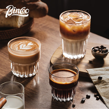 BINCOO High‑borosilicate Glass Coffee Cup for Iced Americano & Latte Afternoon Tea Mug Ideal for Home & Office Use 180ML/270ML/340ML