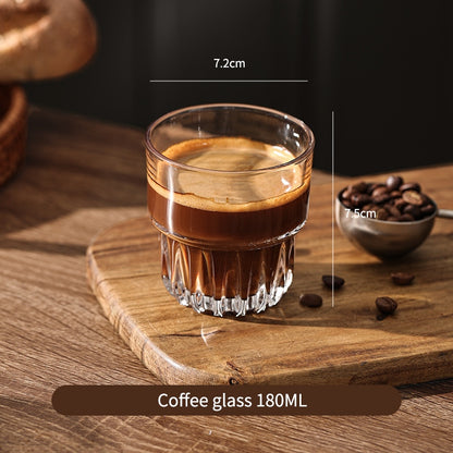 BINCOO High‑borosilicate Glass Coffee Cup for Iced Americano & Latte Afternoon Tea Mug Ideal for Home & Office Use 180ML/270ML/340ML