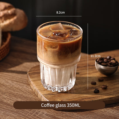 BINCOO High‑borosilicate Glass Coffee Cup for Iced Americano & Latte Afternoon Tea Mug Ideal for Home & Office Use 180ML/270ML/340ML