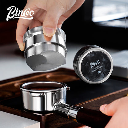 BINCOO Self‑Gravity Coffee Distributor Tamper & Dosing Ring Set Height‑Free‑Adjust Stainless Steel Espresso Distributor Kit 58MM