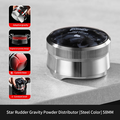 BINCOO Self‑Gravity Coffee Distributor Tamper & Dosing Ring Set Height‑Free‑Adjust Stainless Steel Espresso Distributor Kit 58MM