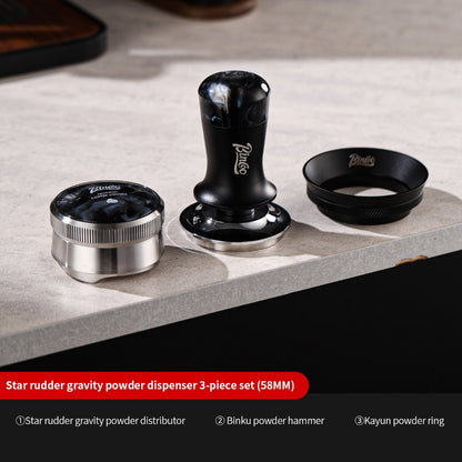 BINCOO Self‑Gravity Coffee Distributor Tamper & Dosing Ring Set Height‑Free‑Adjust Stainless Steel Espresso Distributor Kit 58MM