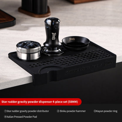 BINCOO Self‑Gravity Coffee Distributor Tamper & Dosing Ring Set Height‑Free‑Adjust Stainless Steel Espresso Distributor Kit 58MM