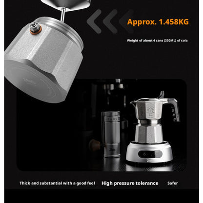 BINCOO 3‑Valve Moka Pot 316 Stainless Steel Double‑Valve Coffee Pot All‑Steel Espresso Coffee Maker Set for Home & Outdoor Use 2Cups