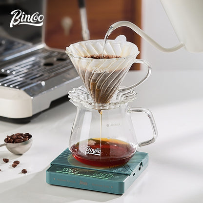 BINCOO Glass‑Panel Coffee Digital Scale Special for Espresso & Pour‑Over Coffee Coffee Bean Weighing Scale with Timer Function