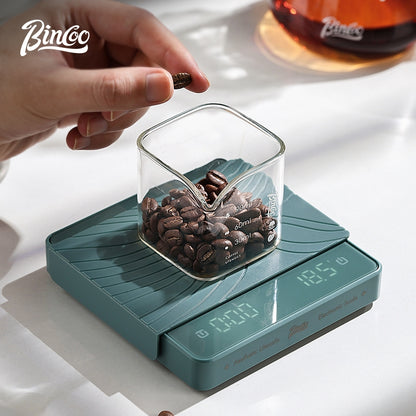 BINCOO Glass‑Panel Coffee Digital Scale Special for Espresso & Pour‑Over Coffee Coffee Bean Weighing Scale with Timer Function