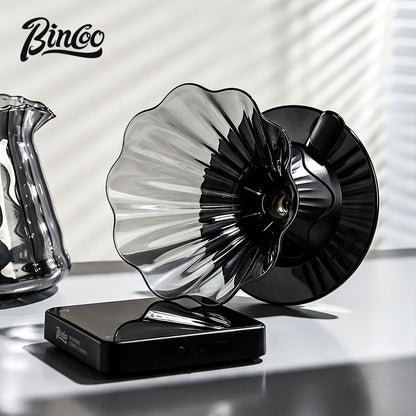 BINCOO Petal‑Shaped Glass Smart Dripper V02 Vertical Stripe Coffee Filter Cup Pour‑Over Coffee Brewing Tool