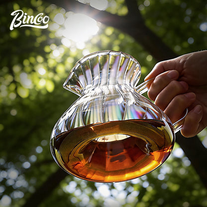 BINCOO V60 Hand Drip Coffee Dripper High‑Borosilicate Glass Server Coffee Brewing Tool Set 450ML/550ML