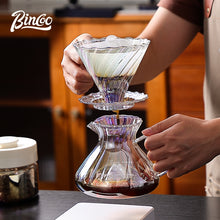 BINCOO Pour‑Over Coffee Set Manual Coffee Grinder Set Glass Server with Scale Mark Dripper  Coffee Brewing & Filter Kit 450ML/550ML