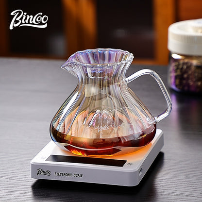 BINCOO V60 Hand Drip Coffee Dripper High‑Borosilicate Glass Server Coffee Brewing Tool Set 450ML/550ML