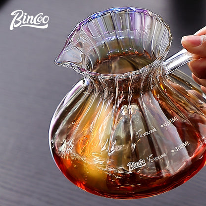 BINCOO V60 Hand Drip Coffee Dripper High‑Borosilicate Glass Server Coffee Brewing Tool Set 450ML/550ML