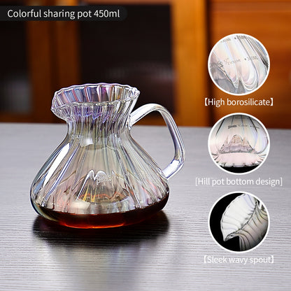 BINCOO V60 Hand Drip Coffee Dripper High‑Borosilicate Glass Server Coffee Brewing Tool Set 450ML/550ML