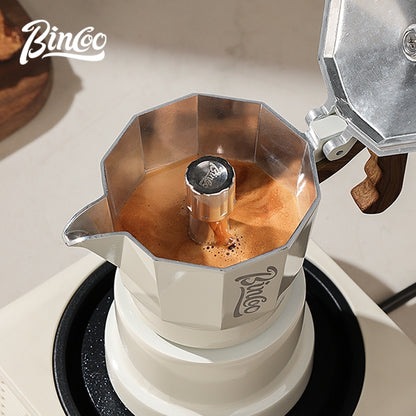 BINCOO Three‑Valve Moka Pot Home Coffee Maker Set with Coffee Grinder Small Italian Espresso Coffee Brewing Utensils Kit 2Cups