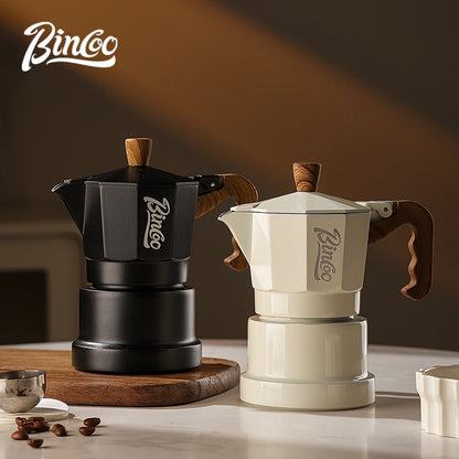 BINCOO Three‑Valve Moka Pot Home Coffee Maker Set with Coffee Grinder Small Italian Espresso Coffee Brewing Utensils Kit 2Cups