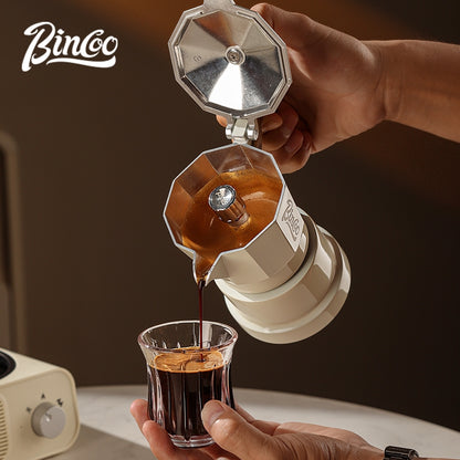 BINCOO Three‑Valve Moka Pot Home Coffee Maker Set with Coffee Grinder Small Italian Espresso Coffee Brewing Utensils Kit 2Cups