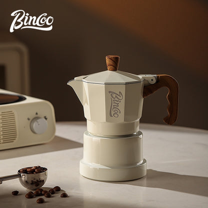 BINCOO Three‑Valve Moka Pot Home Coffee Maker Set with Coffee Grinder Small Italian Espresso Coffee Brewing Utensils Kit 2Cups