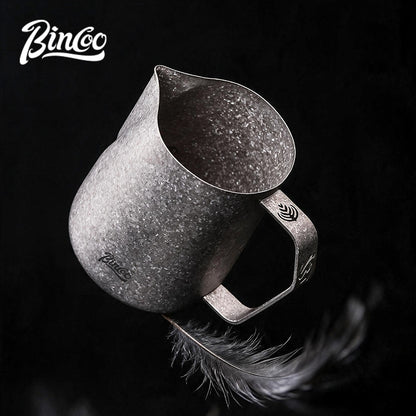 BINCOO Pure Titanium Milk Pitcher Professional Espresso Coffee with Scale Milk Frothing Cup 400ML/600ML