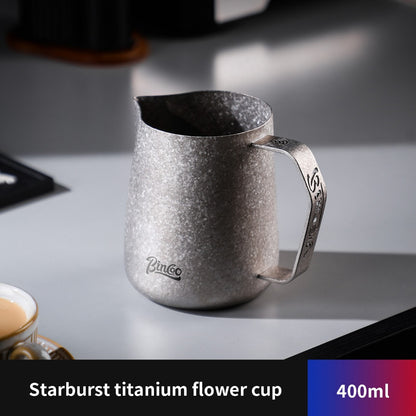 BINCOO Pure Titanium Milk Pitcher Professional Espresso Coffee with Scale Milk Frothing Cup 400ML/600ML