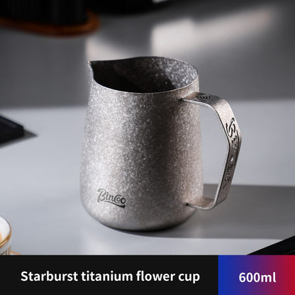 BINCOO Pure Titanium Milk Pitcher Professional Espresso Coffee with Scale Milk Frothing Cup 400ML/600ML