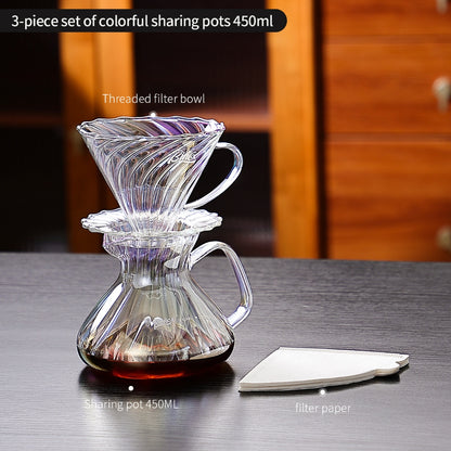 BINCOO V60 Hand Drip Coffee Dripper High‑Borosilicate Glass Server Coffee Brewing Tool Set 450ML/550ML
