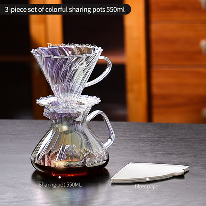 BINCOO V60 Hand Drip Coffee Dripper High‑Borosilicate Glass Server Coffee Brewing Tool Set 450ML/550ML